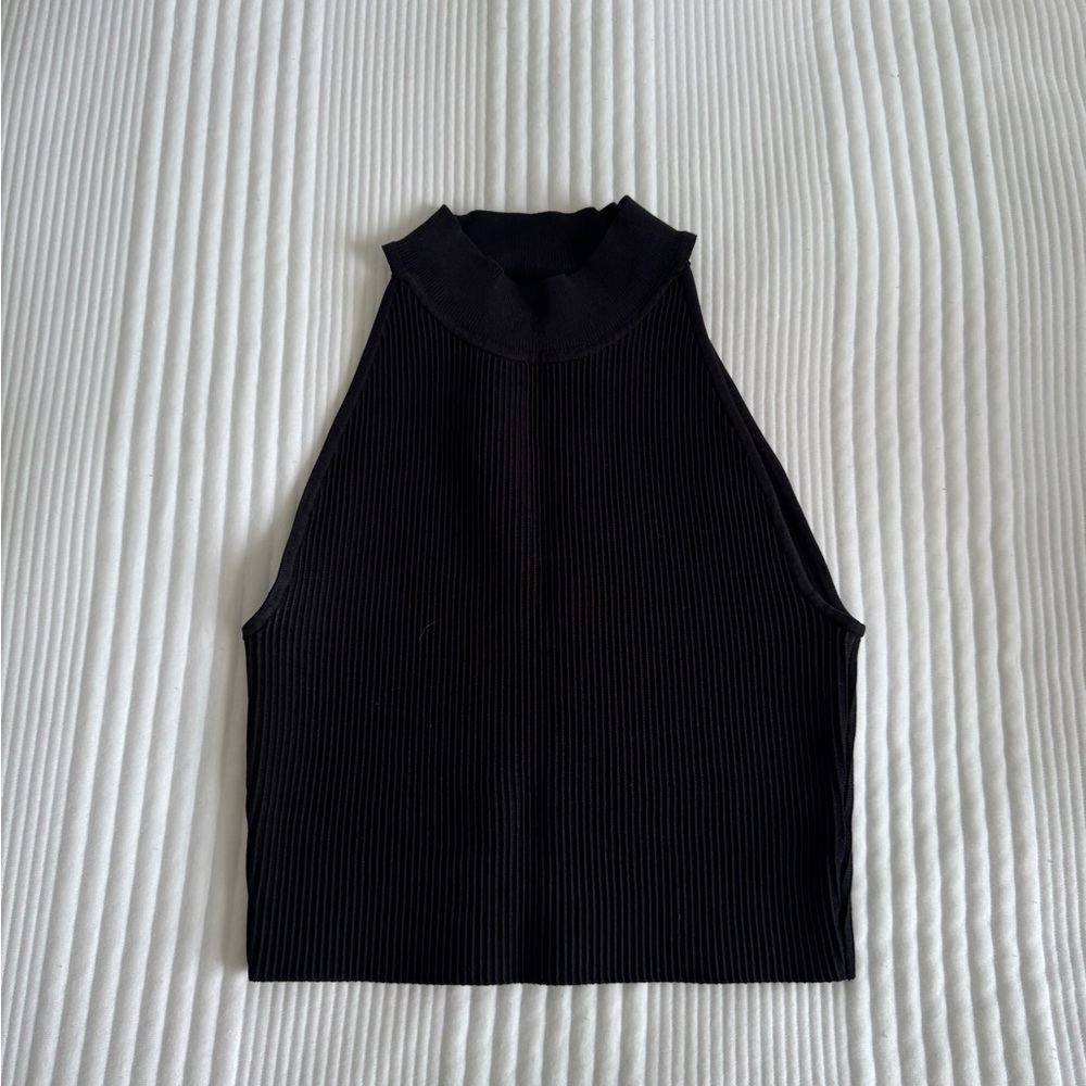 Babaton Black Fitted Crop Tank Top